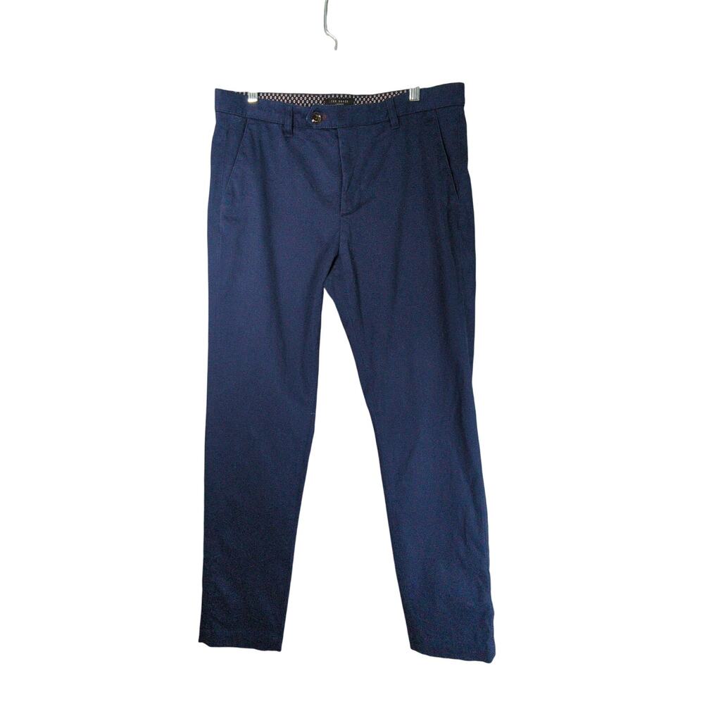 Ted Baker Pants‎ Mens 34 R Blue Flat Front Slim Fit